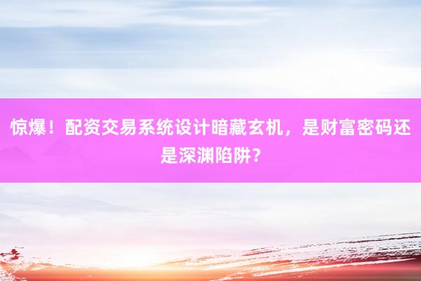 惊爆！配资交易系统设计暗藏玄机，是财富密码还是深渊陷阱？