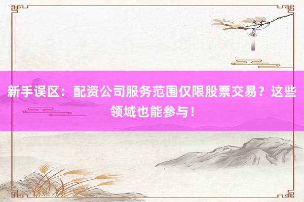 新手误区：配资公司服务范围仅限股票交易？这些领域也能参与！