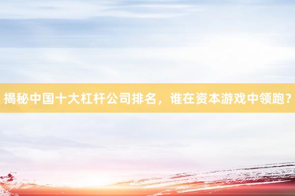 揭秘中国十大杠杆公司排名，谁在资本游戏中领跑？